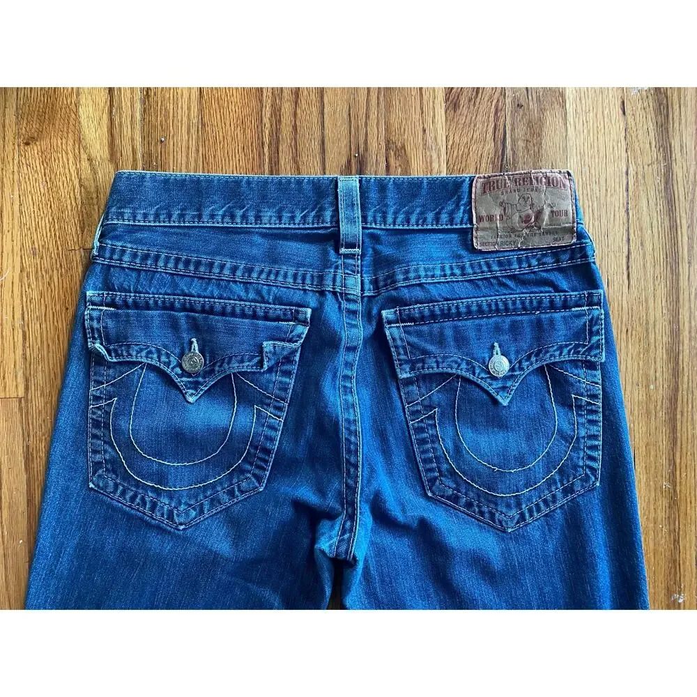 True Religion Jeans Mens Ricky Straight Denim Pockets 33